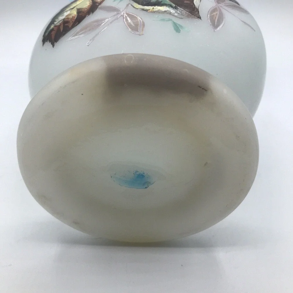 Bristol handblown glass Ruffled Collared Vase hand painted UNIQUE‎